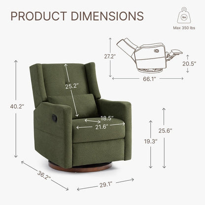 Fauteuil inclinable pivotant manuel Lincoln avec coussin lombaire