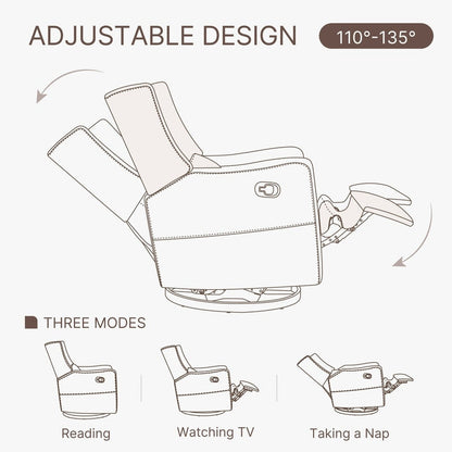 Fauteuil inclinable pivotant manuel Lincoln avec coussin lombaire