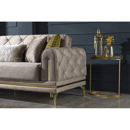 Canapé rembourré en velours Lincove - Construction durable - Beige