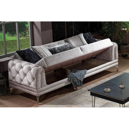 Canapé rembourré en velours Lincove - Construction durable - Gris