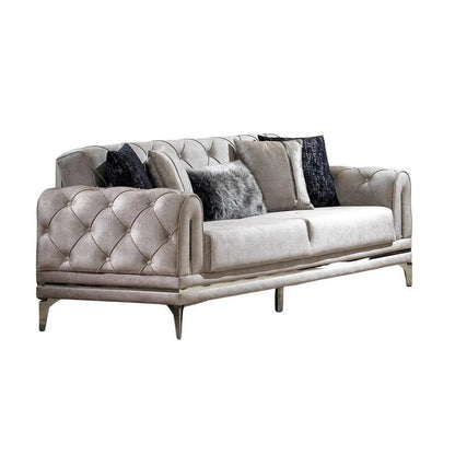 Canapé rembourré en velours Lincove - Construction durable - Gris