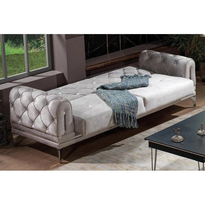 Canapé rembourré en velours Lincove - Construction durable - Gris