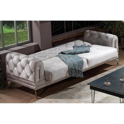 Canapé rembourré en velours Lincove - Construction durable - Gris