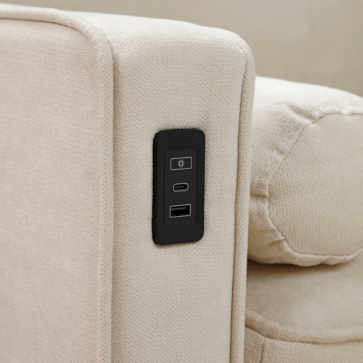 Canapé 3 places en lin avec lumières LED et ports USB