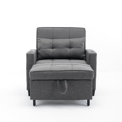 Canapé-lit convertible en lin avec ports USB