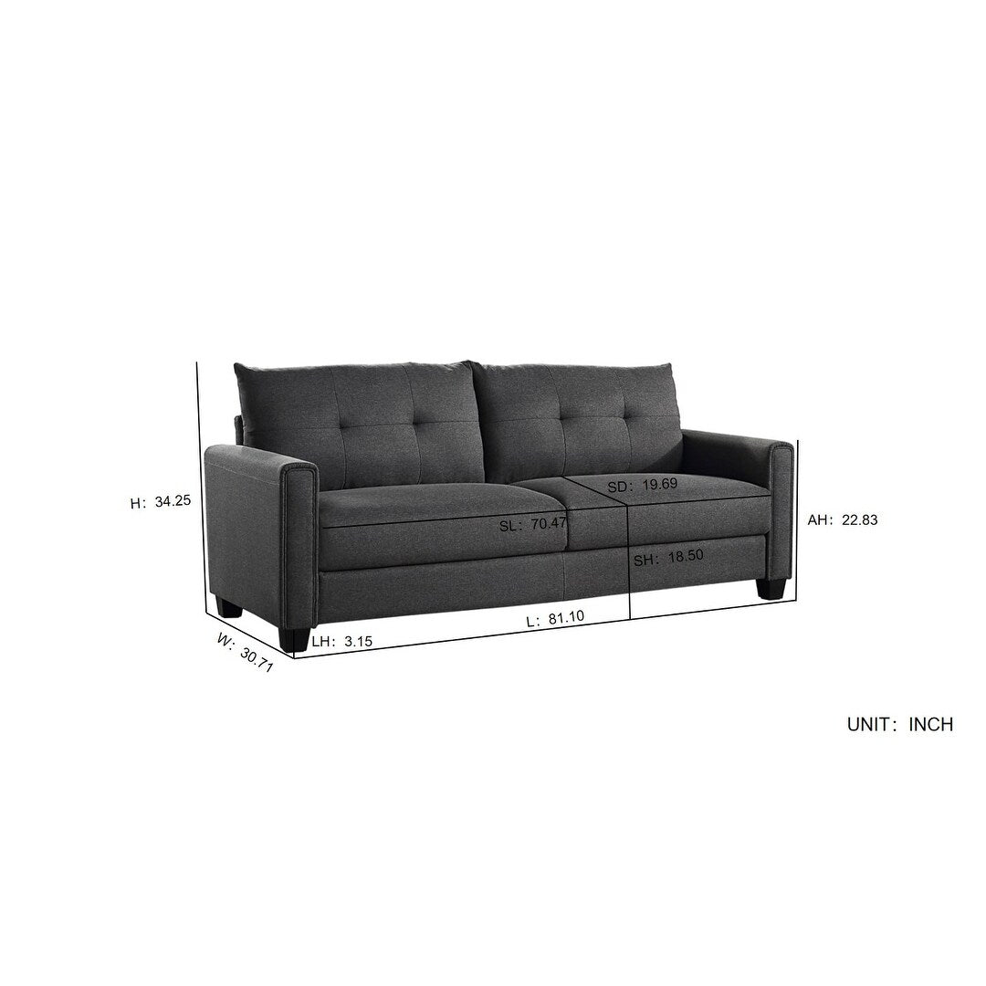 Canapé rembourré en lin avec coussins capitonnés - 30,71 x 81,10 x 32,28