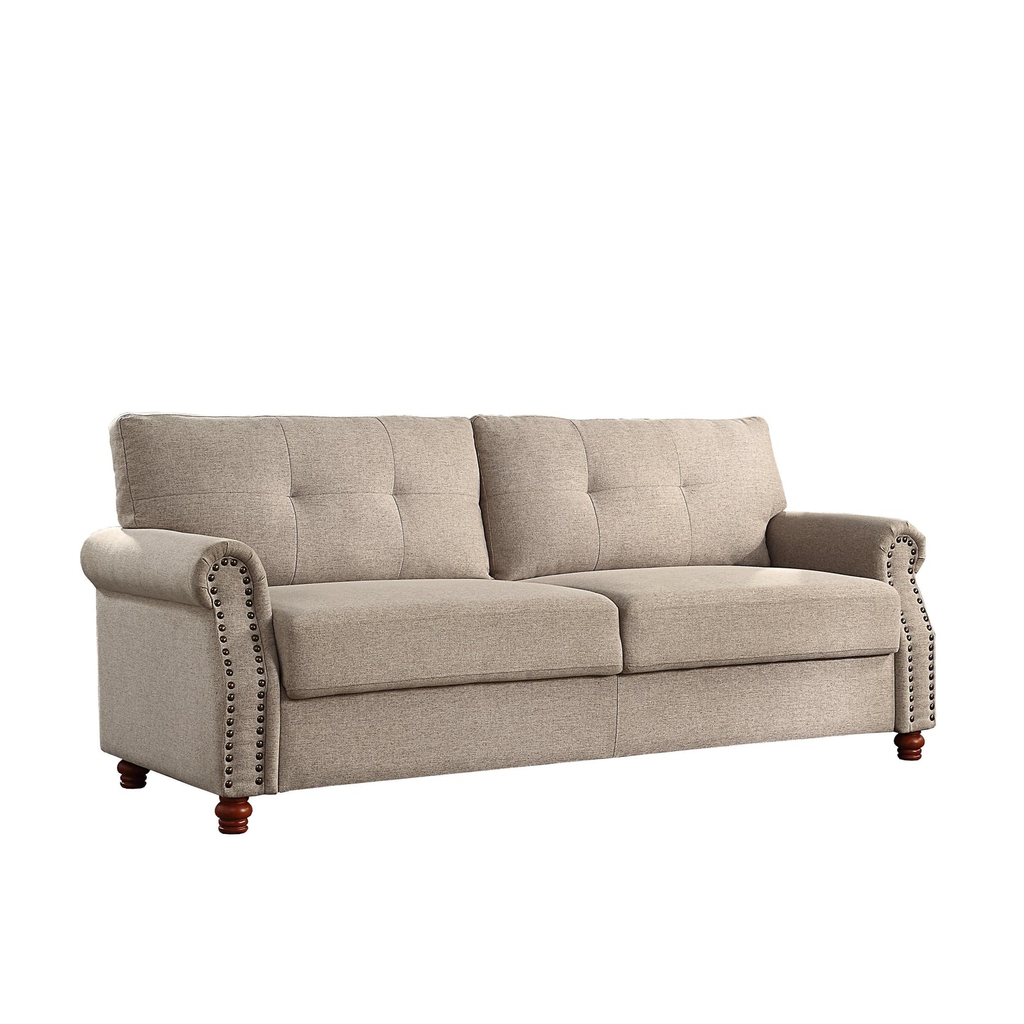 Canapé en lin beige avec rangement - 32,28 x 79,53 x 33,47