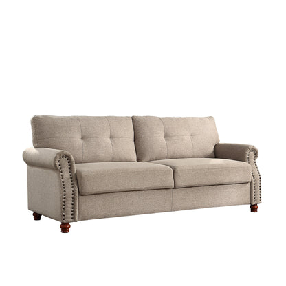 Canapé en lin beige avec rangement - 32,28 x 79,53 x 33,47