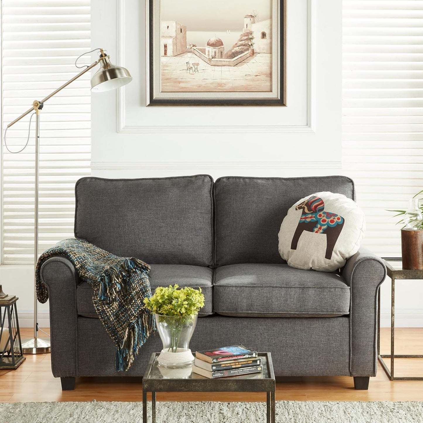 Canapé-lit causeuse en lin avec matelas en mousse à mémoire de forme