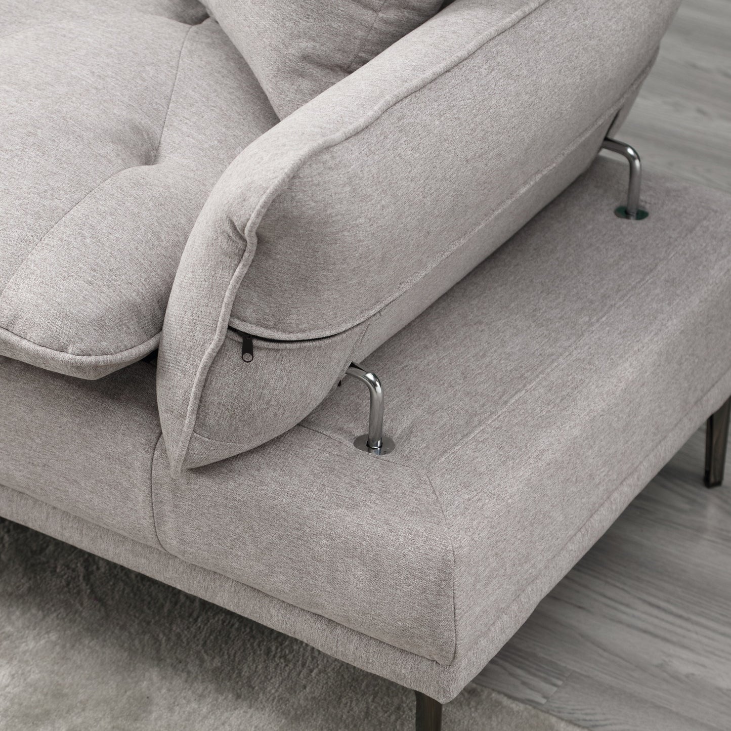 Canapé causeuse en lin avec accoudoirs réglables