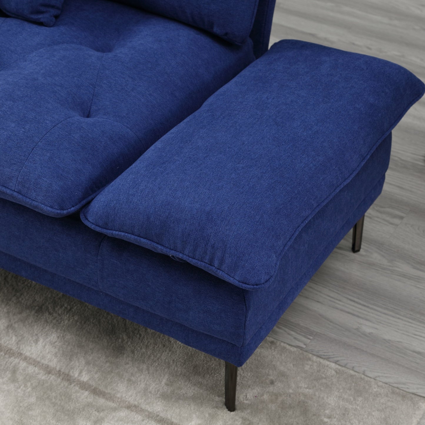 Canapé causeuse en lin avec accoudoirs réglables