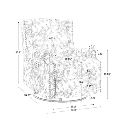 Fauteuil inclinable manuel pivotant en lin avec repose-pieds