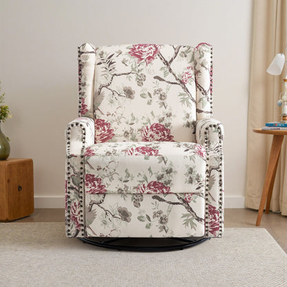 Fauteuil inclinable manuel pivotant en lin avec repose-pieds