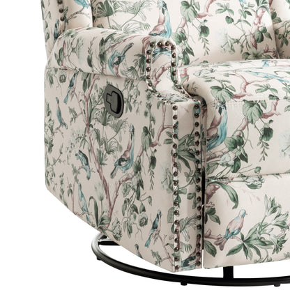 Fauteuil inclinable manuel pivotant en lin avec repose-pieds