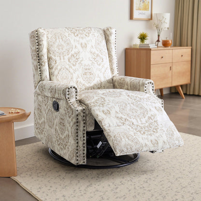 Fauteuil inclinable manuel pivotant en lin avec repose-pieds