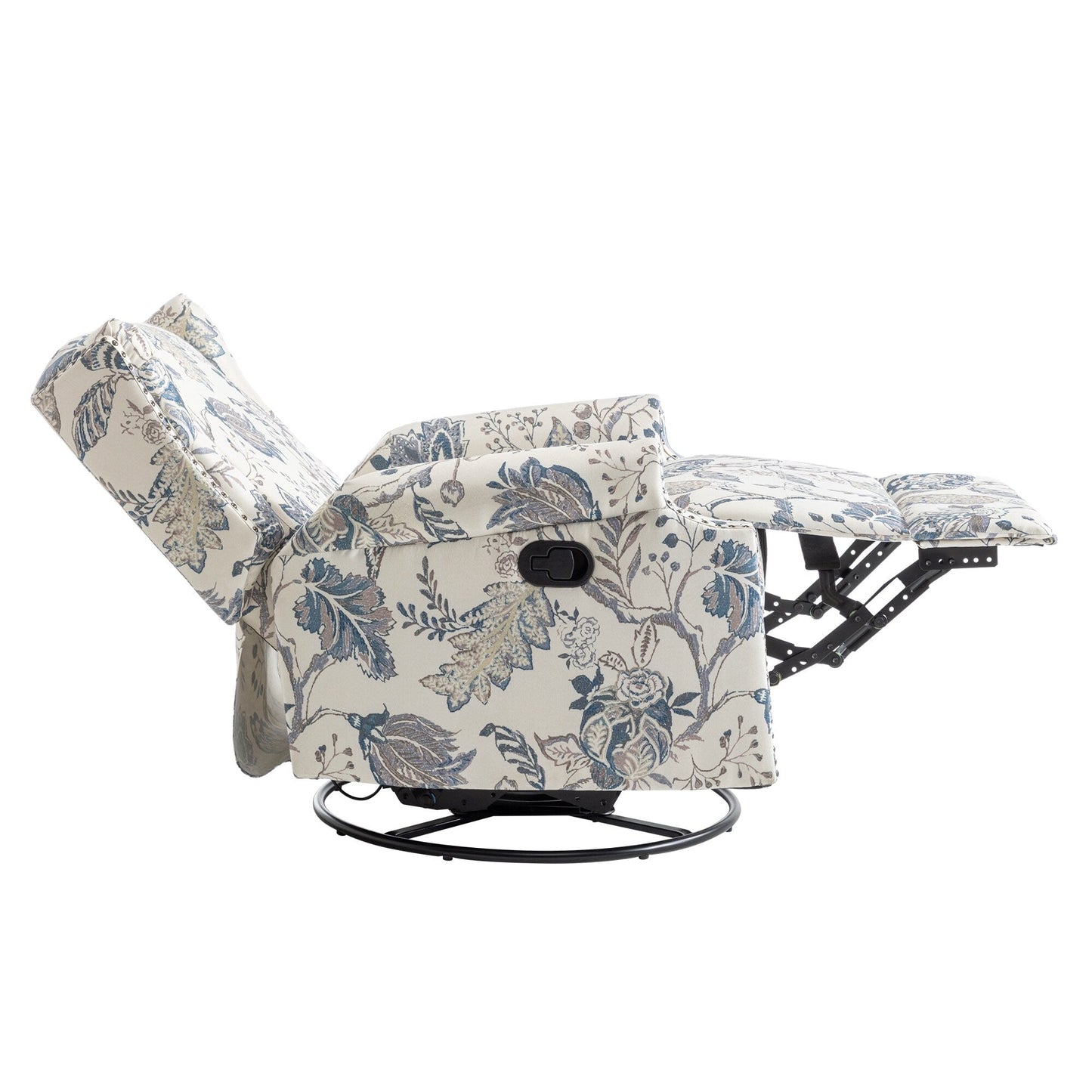 Fauteuil inclinable manuel pivotant en lin avec repose-pieds