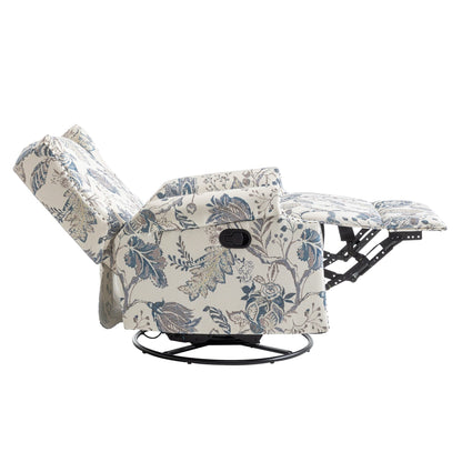 Fauteuil inclinable manuel pivotant en lin avec repose-pieds