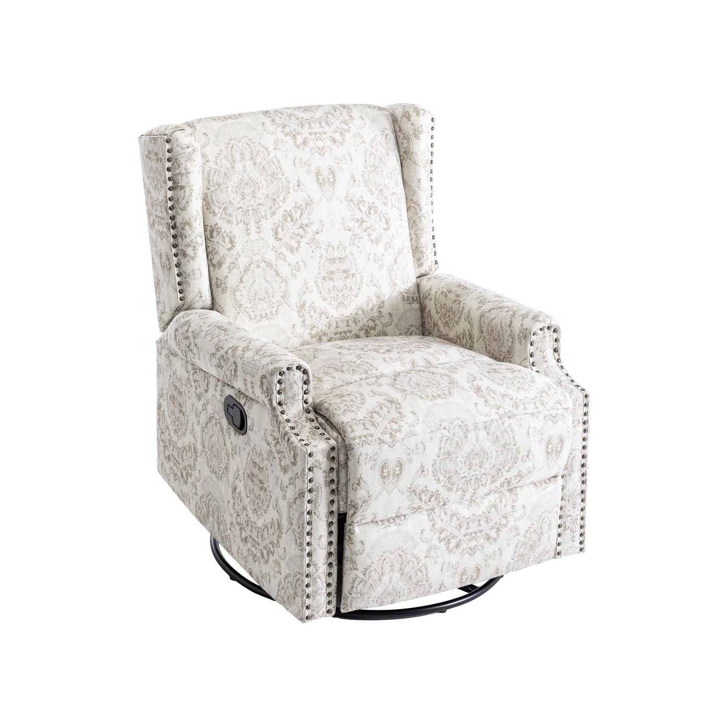 Fauteuil inclinable manuel pivotant en lin avec repose-pieds