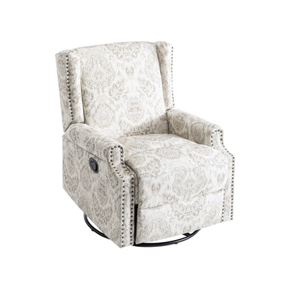 Fauteuil inclinable manuel pivotant en lin avec repose-pieds