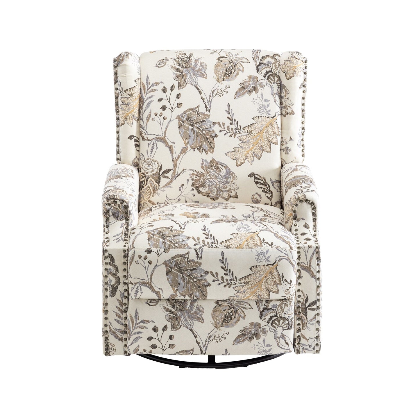 Fauteuil inclinable manuel pivotant en lin avec repose-pieds