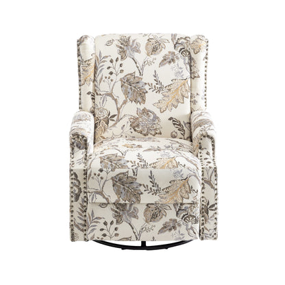 Fauteuil inclinable manuel pivotant en lin avec repose-pieds