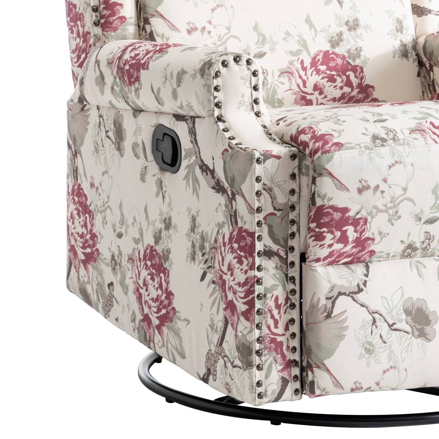 Fauteuil inclinable manuel pivotant en lin avec repose-pieds