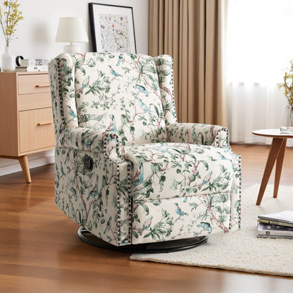 Fauteuil inclinable manuel pivotant en lin avec repose-pieds