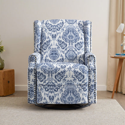 Fauteuil inclinable manuel pivotant en lin avec repose-pieds