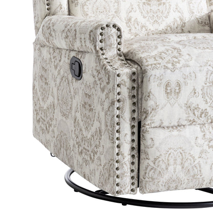 Fauteuil inclinable manuel pivotant en lin avec repose-pieds
