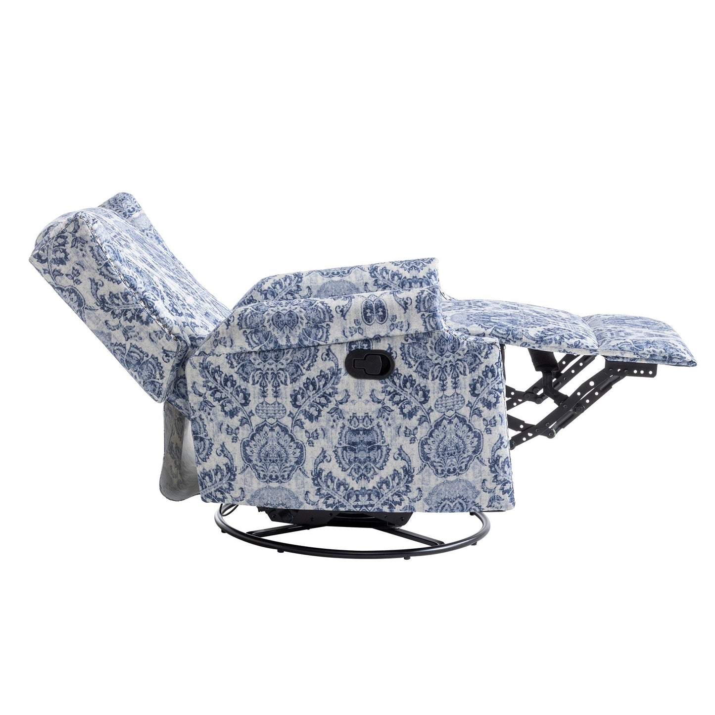 Fauteuil inclinable manuel pivotant en lin avec repose-pieds