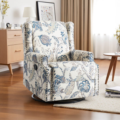 Fauteuil inclinable manuel pivotant en lin avec repose-pieds