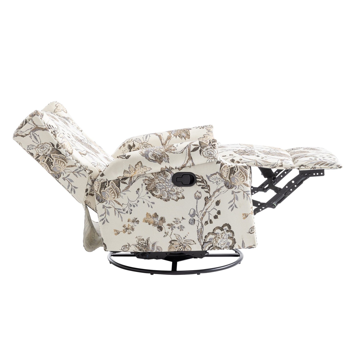 Fauteuil inclinable manuel pivotant en lin avec repose-pieds