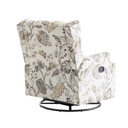 Fauteuil inclinable manuel pivotant en lin avec repose-pieds