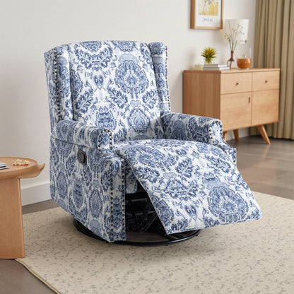 Fauteuil inclinable manuel pivotant en lin avec repose-pieds