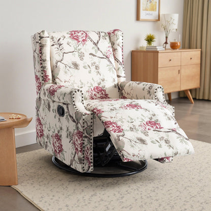 Fauteuil inclinable manuel pivotant en lin avec repose-pieds