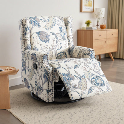 Fauteuil inclinable manuel pivotant en lin avec repose-pieds