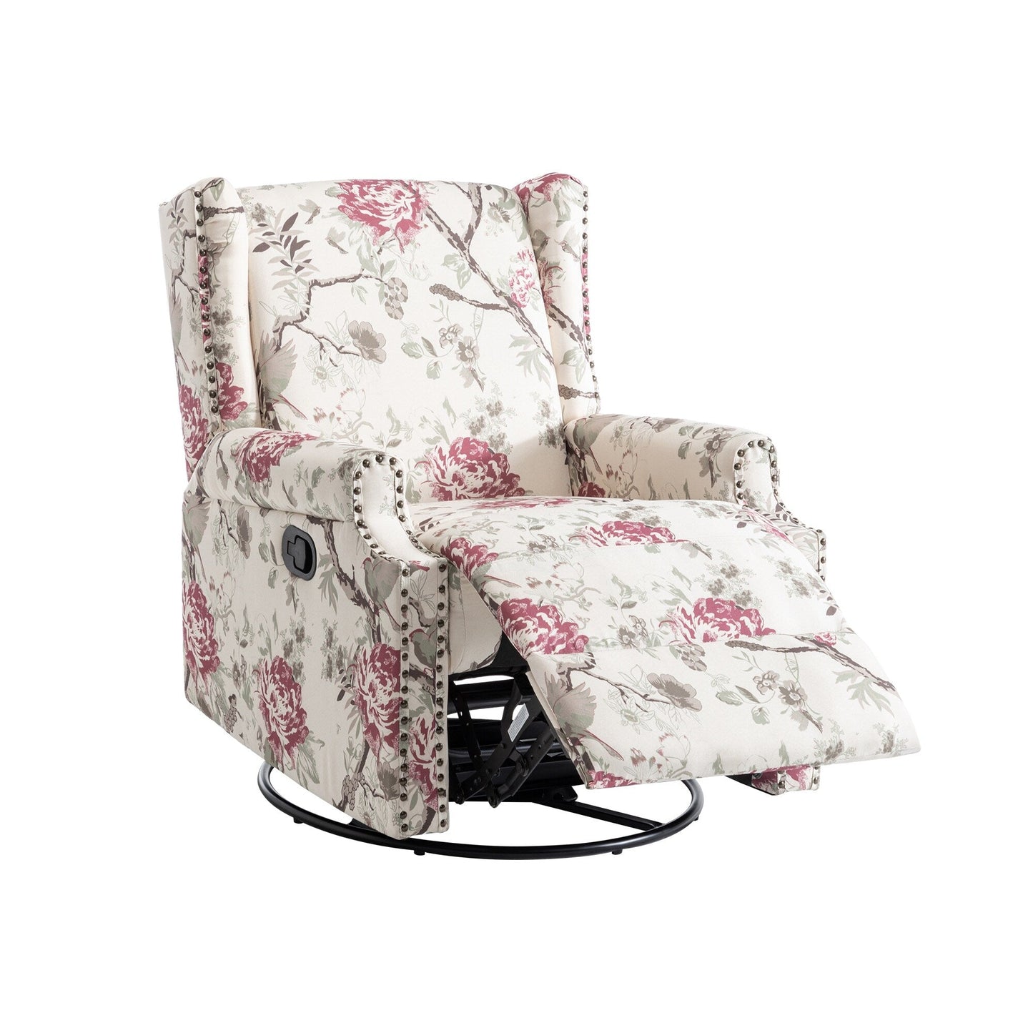 Fauteuil inclinable manuel pivotant en lin avec repose-pieds