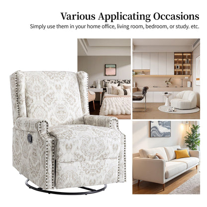 Fauteuil inclinable manuel pivotant en lin avec repose-pieds