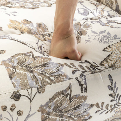 Fauteuil inclinable manuel pivotant en lin avec repose-pieds