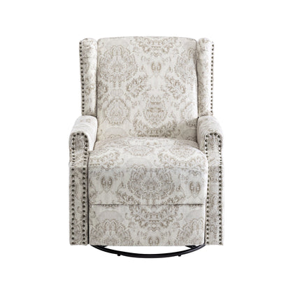 Fauteuil inclinable manuel pivotant en lin avec repose-pieds