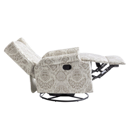 Fauteuil inclinable manuel pivotant en lin avec repose-pieds