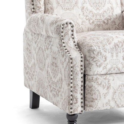 Fauteuil inclinable manuel rembourré en lin avec pieds en bois