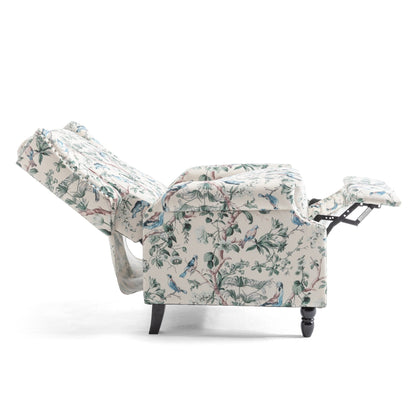 Fauteuil inclinable manuel rembourré en lin avec pieds en bois