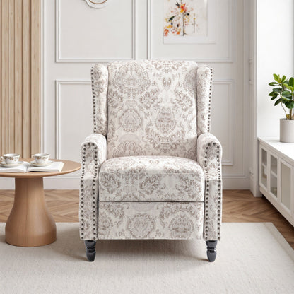 Fauteuil inclinable manuel rembourré en lin avec pieds en bois