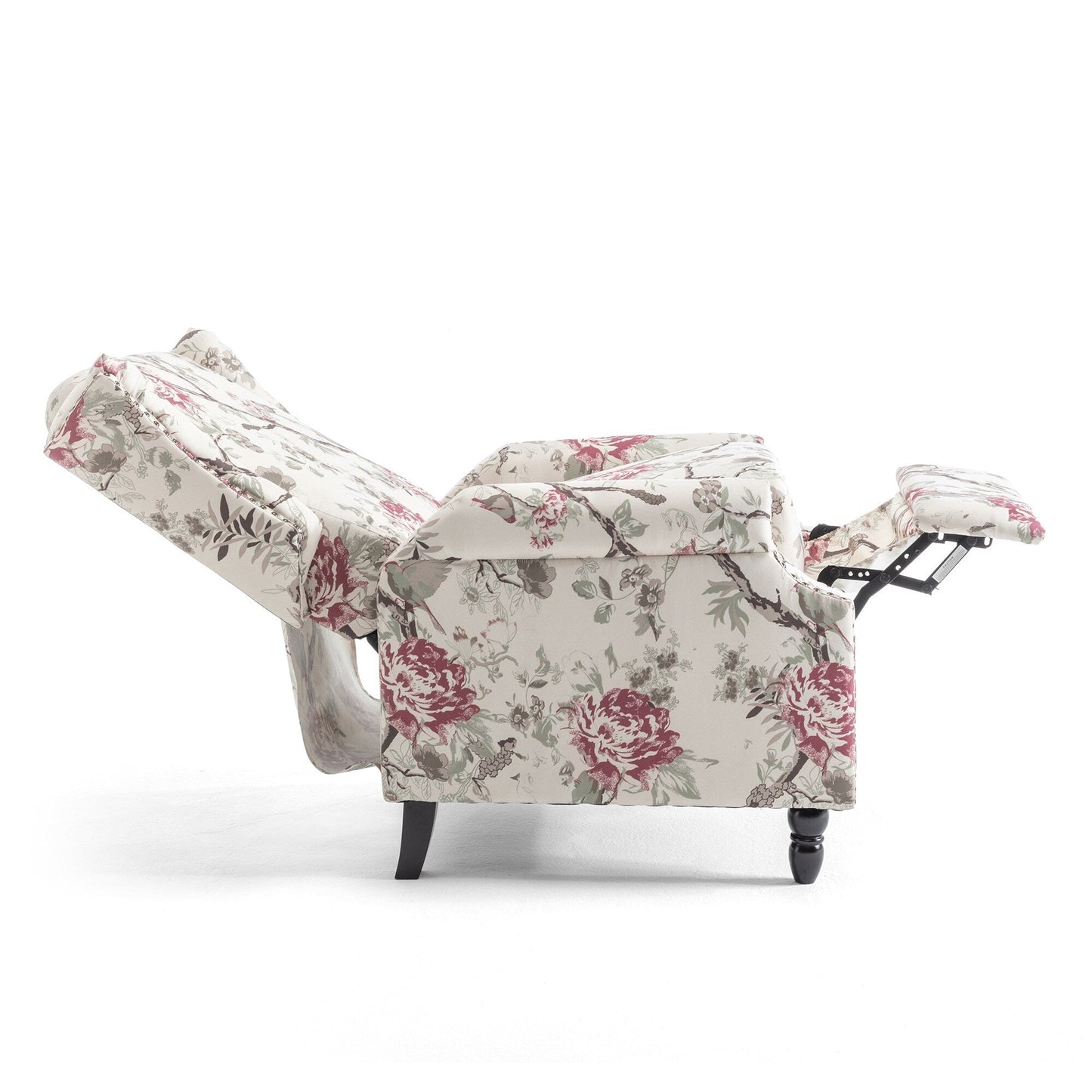 Fauteuil inclinable manuel rembourré en lin avec pieds en bois