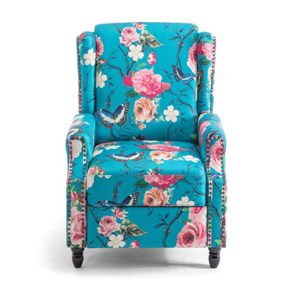 Fauteuil inclinable manuel rembourré en lin avec pieds en bois