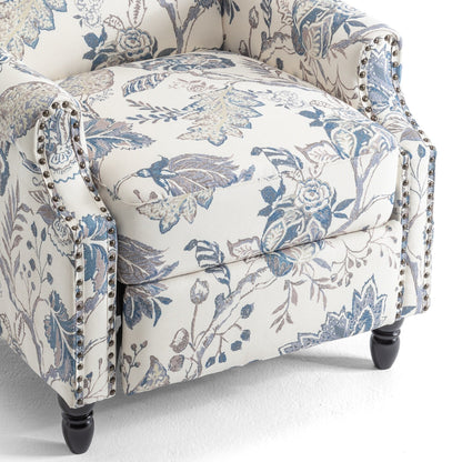 Fauteuil inclinable manuel rembourré en lin avec pieds en bois