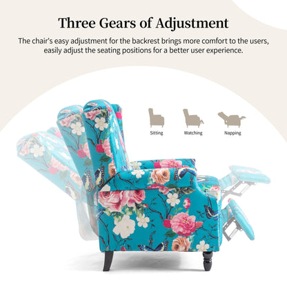 Fauteuil inclinable manuel rembourré en lin avec pieds en bois