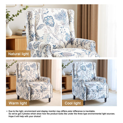 Fauteuil inclinable manuel rembourré en lin avec pieds en bois