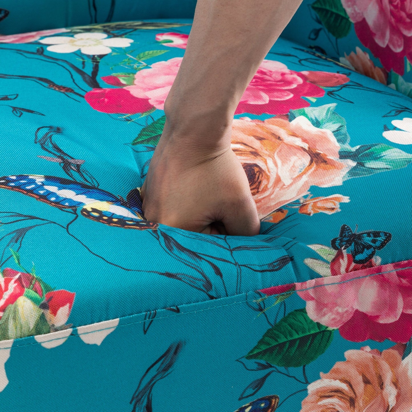 Fauteuil inclinable manuel rembourré en lin avec pieds en bois